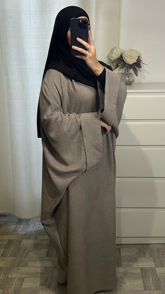 Abaya effet LIN TAUPE