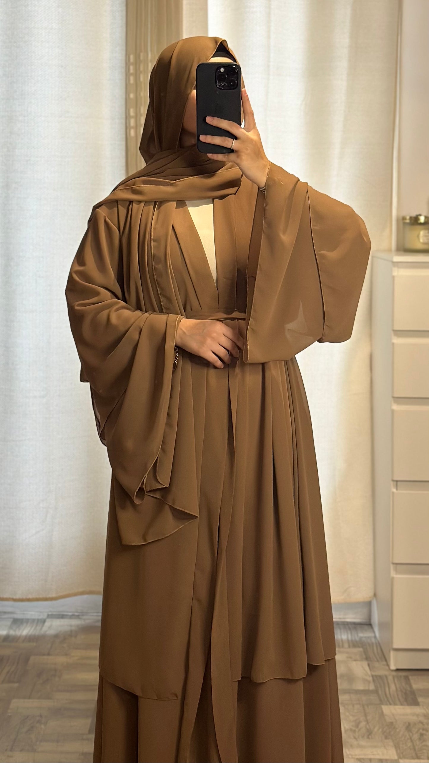 Kimono mousseline camel