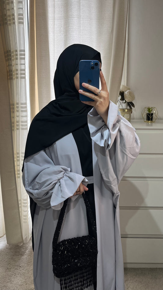 Kimono manche tulipe en soie de médine GRIS Clair