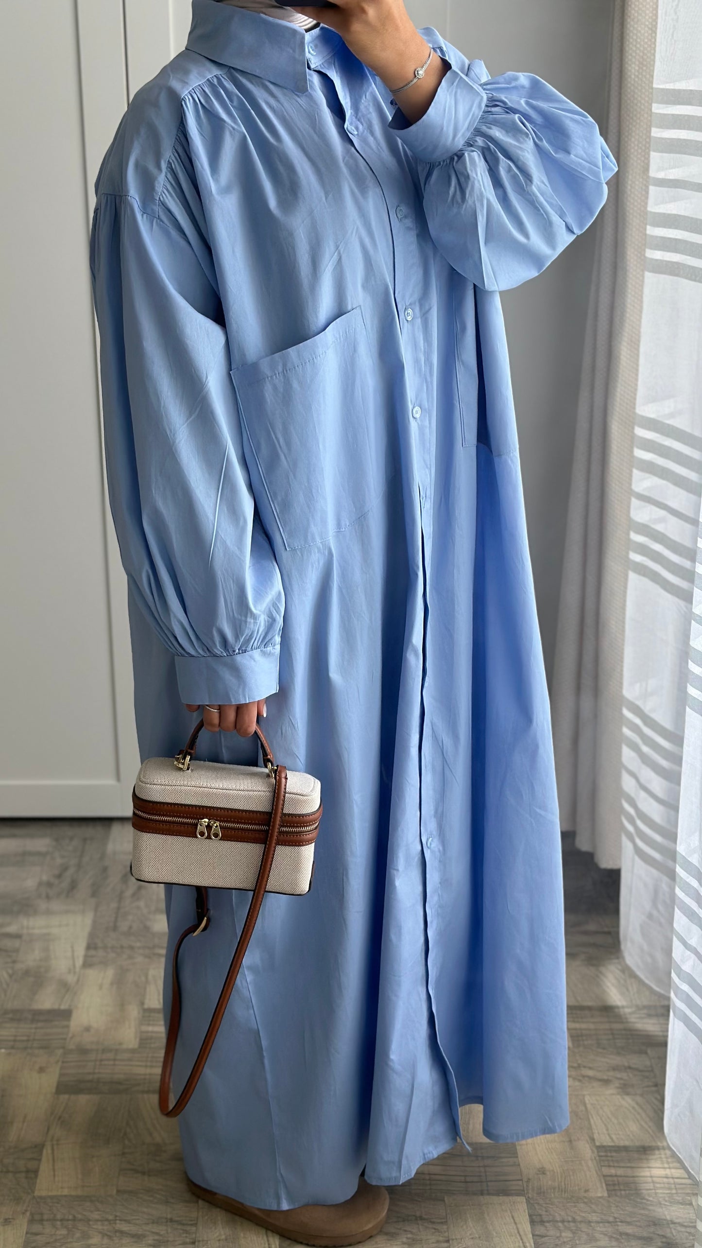 Robe chemises bouffante Bleu