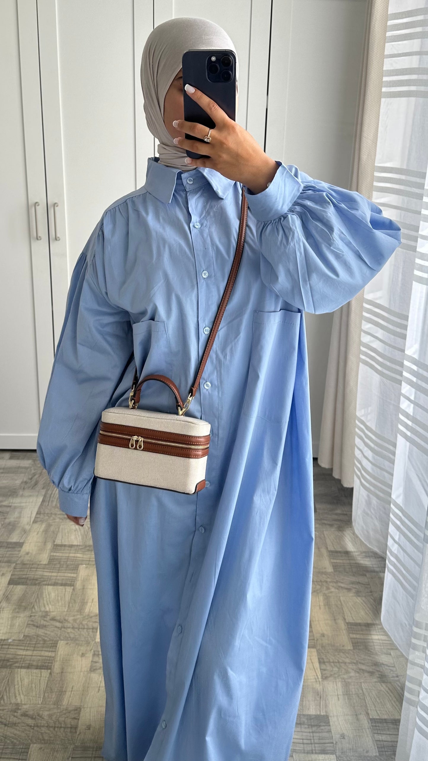 Robe chemises bouffante Bleu