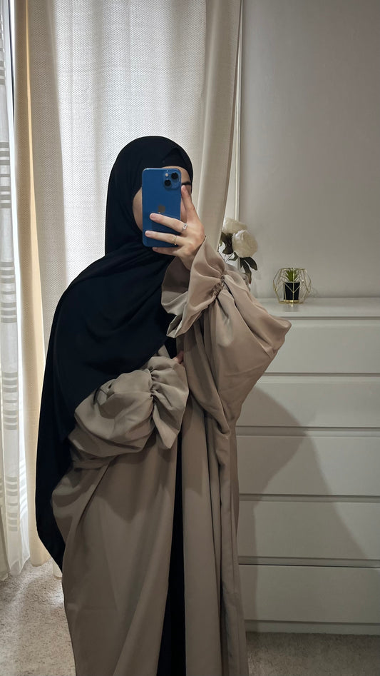 Kimono manche tulipe en soie de médine Taupe