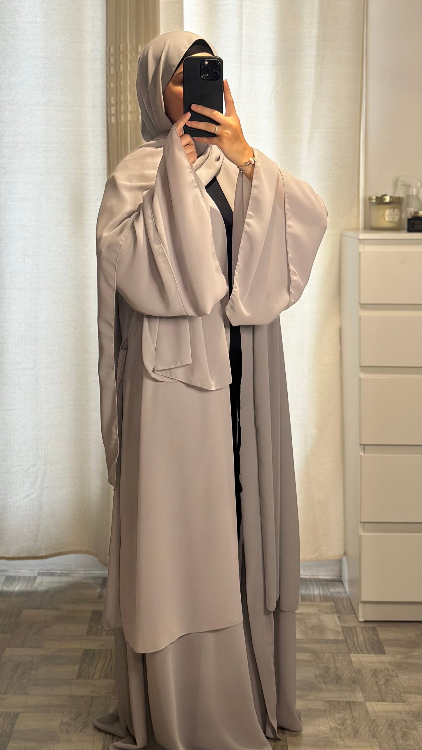 Kimono mousseline gris clair