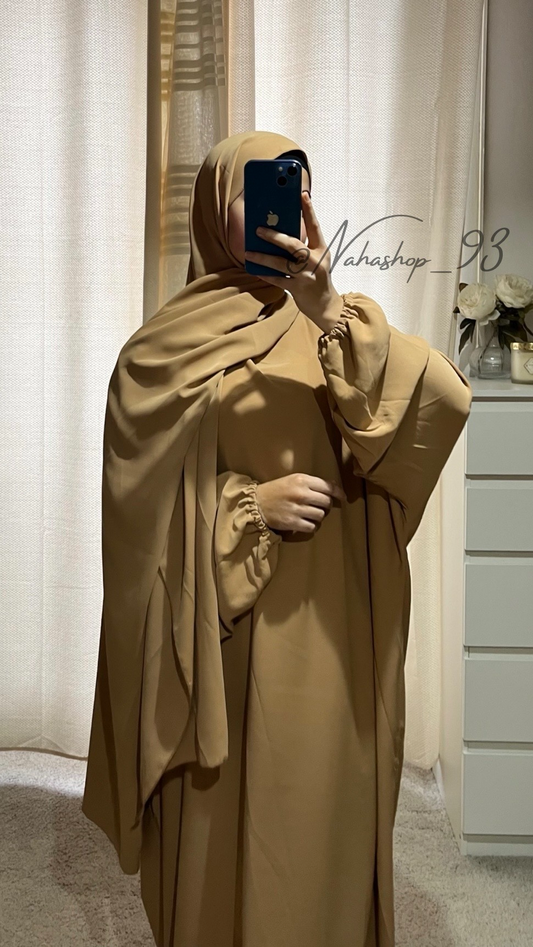 Abaya voile intégré  Camel