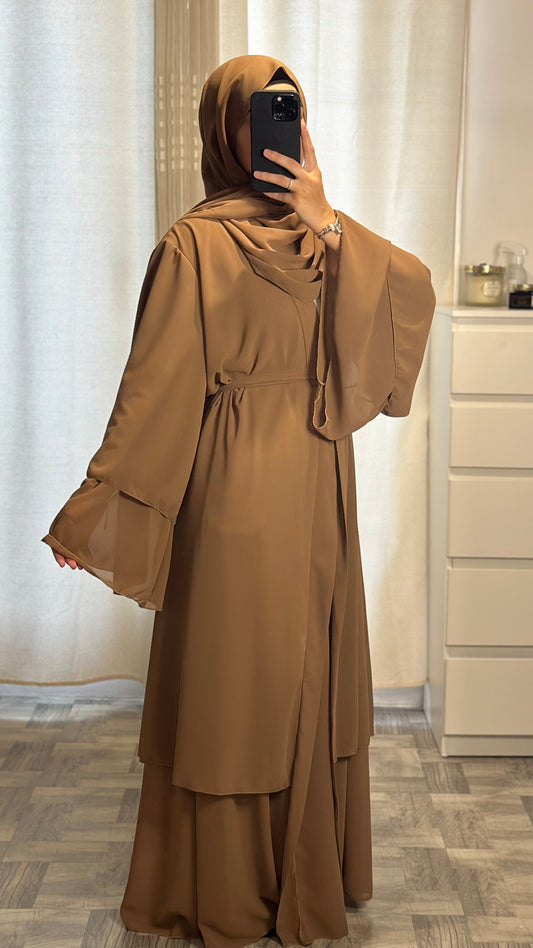 Kimono mousseline camel