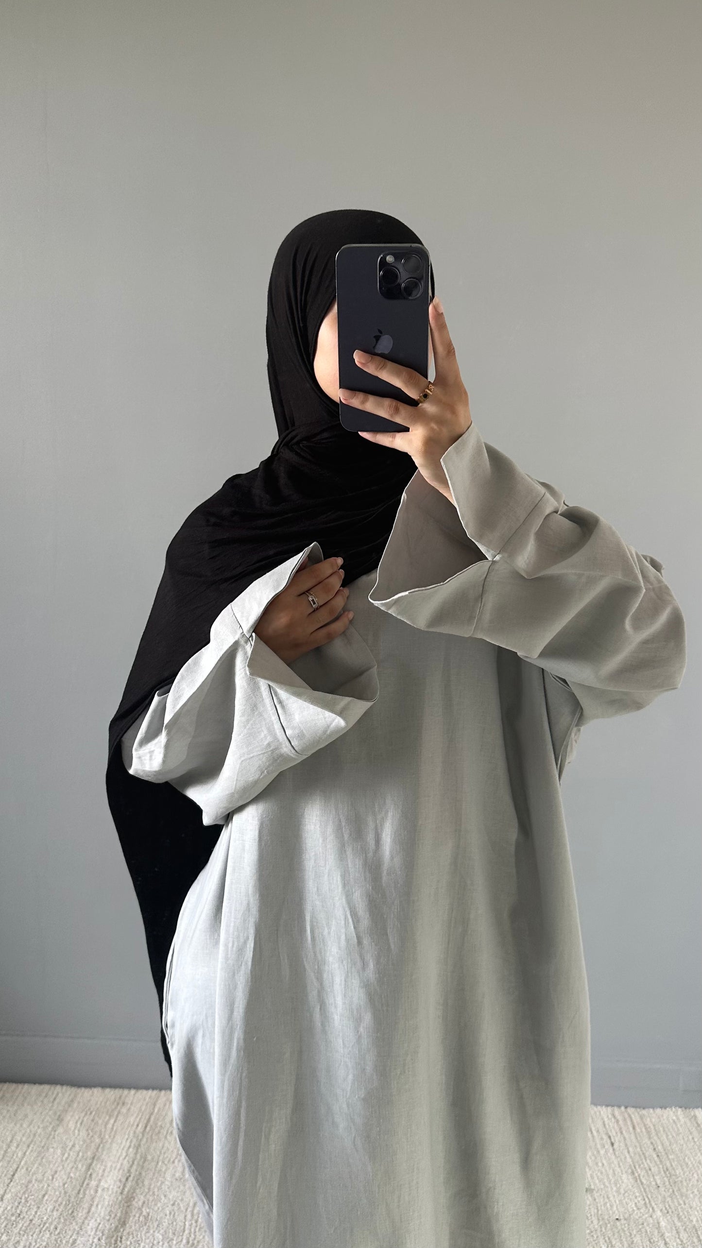 Abaya en Lin GRIS CLAIR