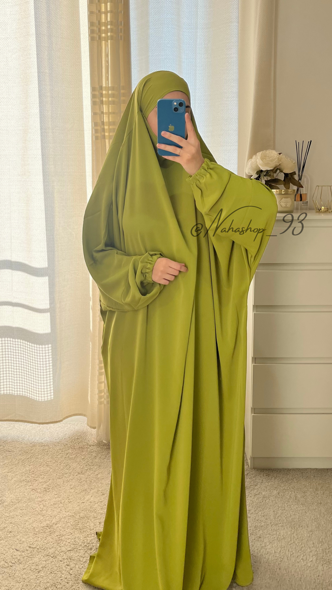 Jilbeb 1 piece Medina silk OLIVE GREEN