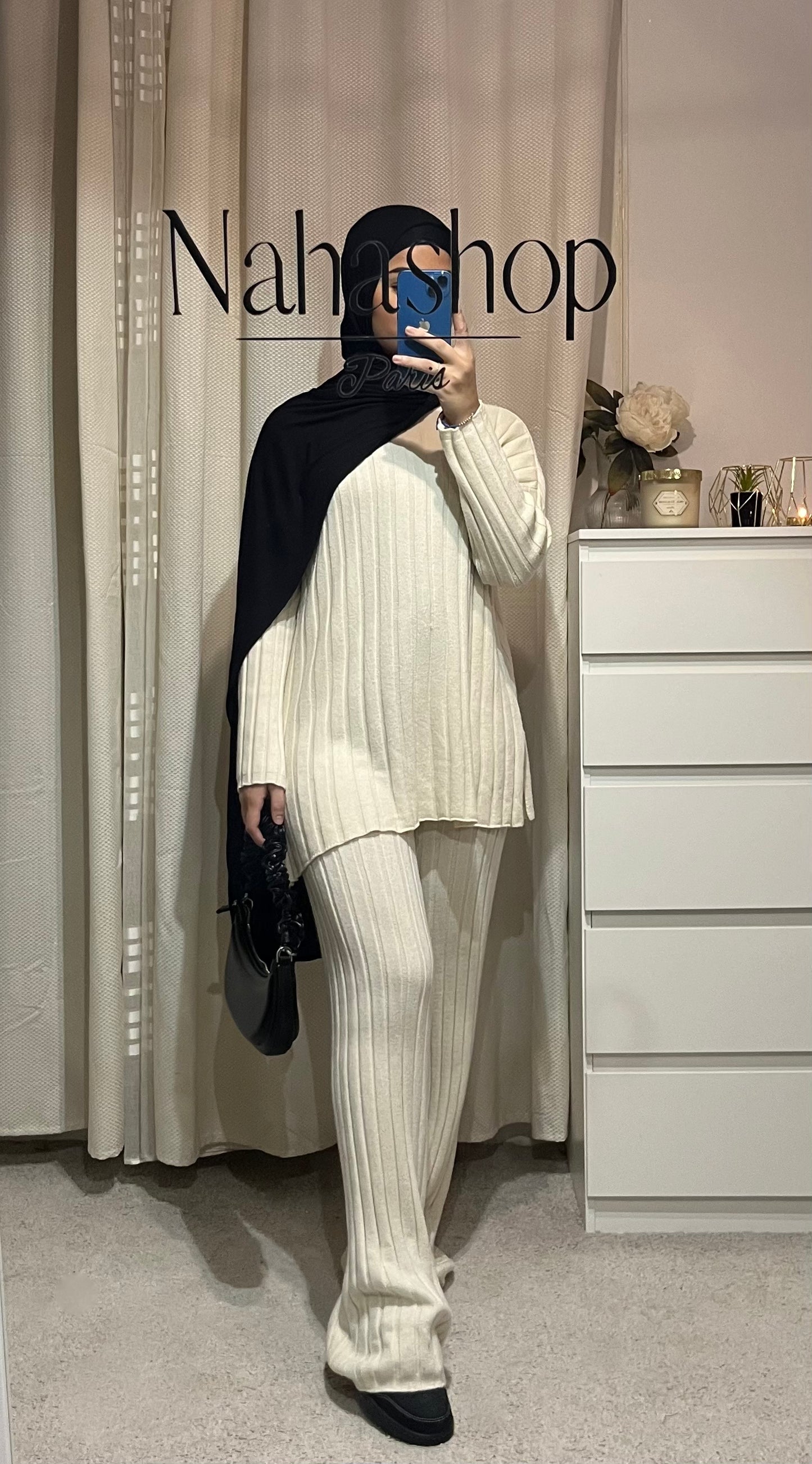 Striped knit set BEIGE